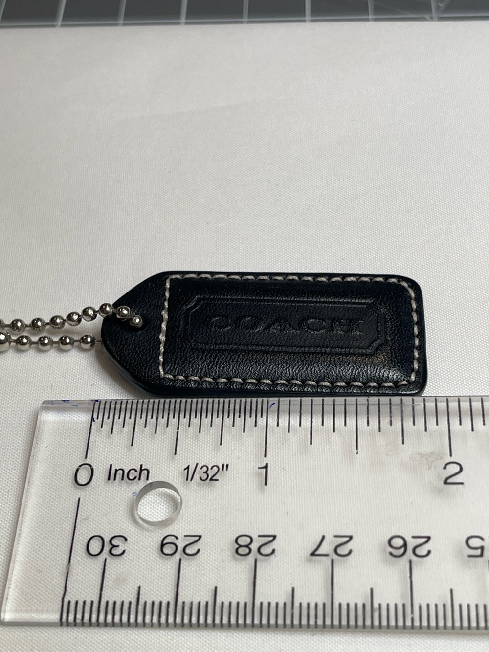 COACH Black Leather Hang Tag  with Ball Chain